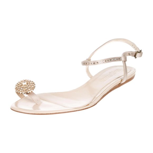 ALEXANDER MCQUEEN Embellished Leather Sandals Size: 10 | IT 40 - Picture 1 of 4